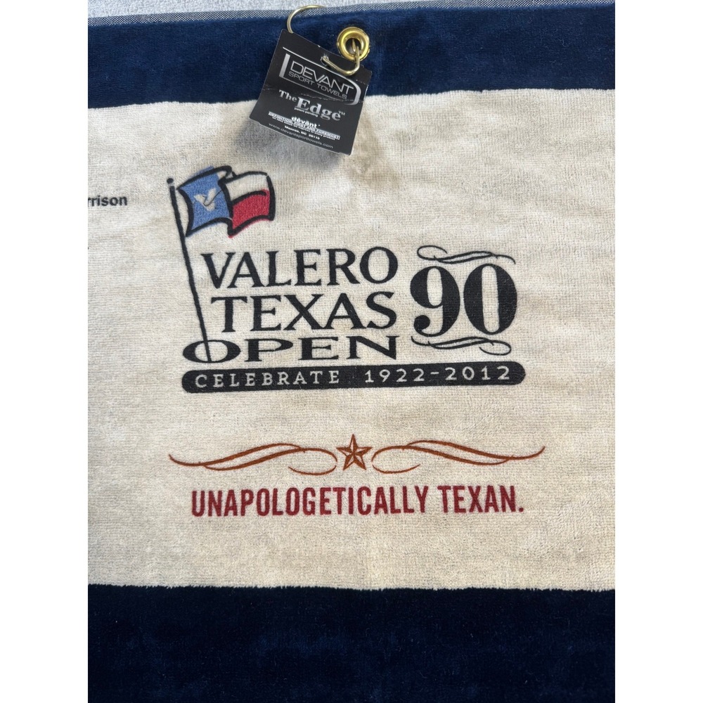 Devant Valero Texas Open Golf Towel Unisex OS Navy Cream NWT 90th‎ Anniversary